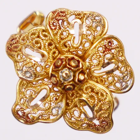 Ring blomma, emaljdetaljer, stl 15¼, bredd 3,4-19mm, reglerbar skena, 21K  Vikt: 5,5 g