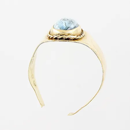 Ring blå sten, defekt skena, 18K Vikt: 2,2 g