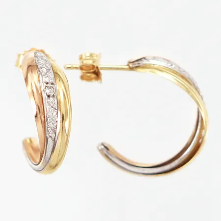 Ett par örhängen med vita stenar samt vitguldsdetaljer, längd: 16mm, 18K Vikt: 1,8 g