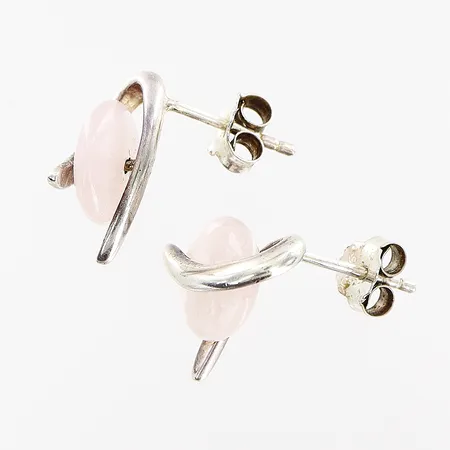 Ett par örhängen 16x9mm, rosenkvarts, silver 925/1000 Vikt: 3,2 g