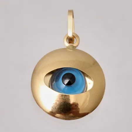 Hänge i 18K guld, Onda Ögat, mått 16x25,6mm, bruttovikt 2,17g, ca nettovikt 1,7g.
