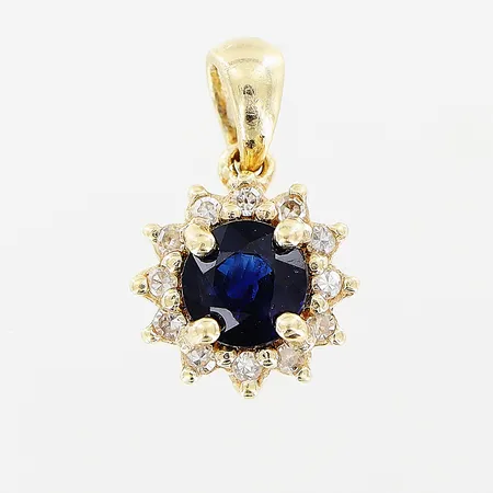 Hänge safir och diamanter 12 x ca 0,01ct, 8,5x14mm, 14K Vikt: 1,1 g