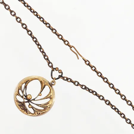 Kedja med integrerat hänge i brons, 69cm, hänge Ø33mm, troligen Karl Laine, ostämplat