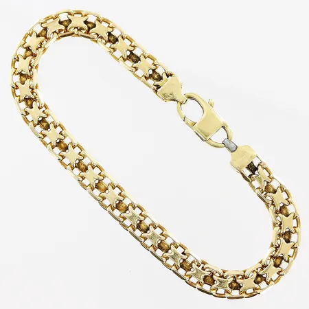 Armband X-länk, 20cm, bredd 6,5mm, lagad med annan metall i lås, 18K Vikt: 20,4 g