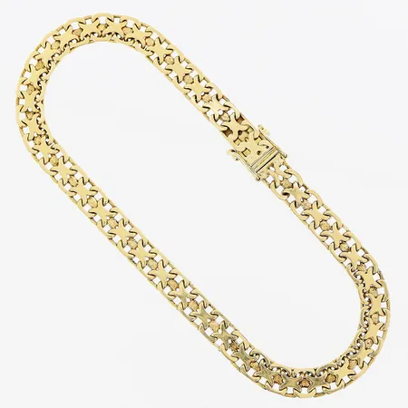 Armband X-länk 19cm, bredd 5mm, smärre skevheter, Boliden, 18K  Vikt: 8,9 g