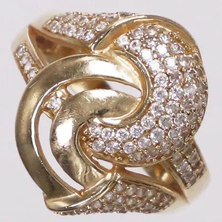 Ring vita stenar, stl 18½, bredd 2,8-19mm, 14K  Vikt: 4,4 g