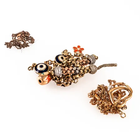 Diverse defekt guld: 0,8g 8K, 11,5g 14K bto, 2,7g 18K bto.