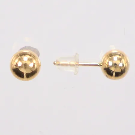 Ett par örhängen Ø6,0mm, gummistoppar, 18K Vikt: 0,5 g