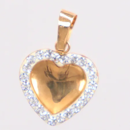 Hänge hjärta längd 18mm, bredd 12,0mm, små vita stenar, 18K Vikt: 0,3 g
