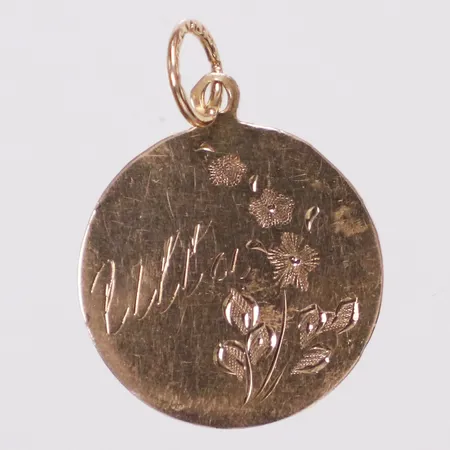 Hänge bricka, 20x15mm, gravyr, 18K  Vikt: 0,8 g