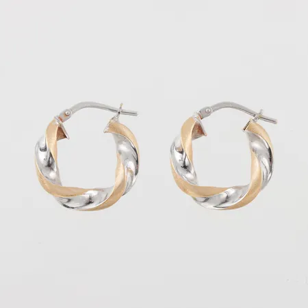 Örhängen paret vit och rödguld Guldfynd AB, diameter ca 18 mm,18k. Vikt: 2 g