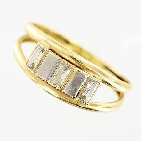 Ring stl 17½, vita stenar, vit/gulguld, bucklor, 18K Vikt: 1,1 g