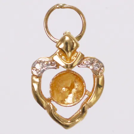 Hänge vita stenar, 18mm, defekt mittsten saknas, 21K  Vikt: 1,2 g