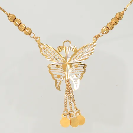 Halscollier med fjäril, 45cm, bredd 1-45mm, 21K  Vikt: 6,7 g