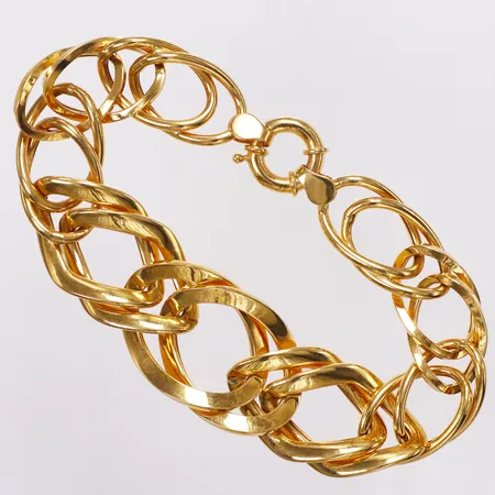 Armband doserad, 19,5cm, bredd 14,5-24,5mm, ihåliga länkar, 21K  Vikt: 14,6 g
