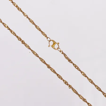 Kedja Singapore, 57cm, bredd 2,5mm, s-lås, buckliga länkar, 22K  Vikt: 7,9 g