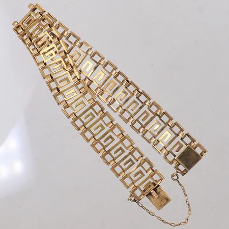 Armband, längd 17,5cm, bredd 13,3mm, säkerhetskedja, 18K  Vikt: 13,9 g