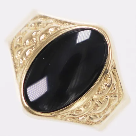 Klackring svart sten, stl 20½, bredd 4,7-18mm, 18K  Vikt: 5,8 g