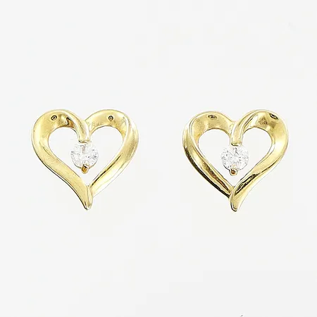Ett par örhängen hjärtan, 7x7,5mm, vita stenar, stoppar saknas, 18K Vikt: 0,6 g