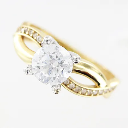 Ring vita stenar, stl 16, bredd 2-6,5mm, 14K Vikt: 3,1 g