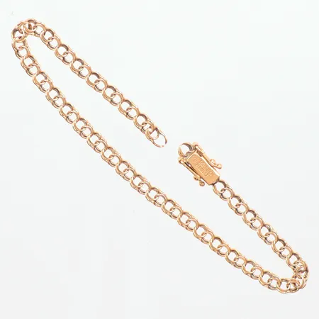 Armband Bismarck längd 19,5cm, bredd 4,0mm, kistllås, defekt trasigt, 18K Vikt: 5,2 g