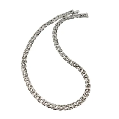 Collier, silver 835/1000, flätad modell, längd 45 cm, bredd 7,5 mm, svensk kontroll/importstämpel Vikt: 25,3 g
