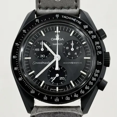 Herrur Omega x Swatch Moonswatch, Mission to Mercury, bioceramic, Ø42mm, ref-nr:S033A100, kronograf, quartz, repigt plexiglas, velcro-band, manual, garantibevis 2022, kvitto, skadad box