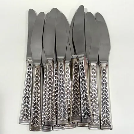 Bordsknivar 12st, modell Juvel, längd: 20cm, rostfritt blad, silver 830/1000, bruttovikt: 788,2g Vikt: 788,2 g