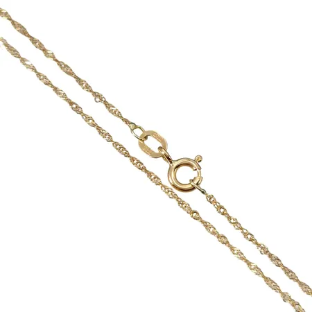 Halskedja Singapore, 9K guld - 375/1000, Guldfynd (GHA), längd 41,5 cm, bredd 1,1 mm, fint skick Vikt: 0,9 g