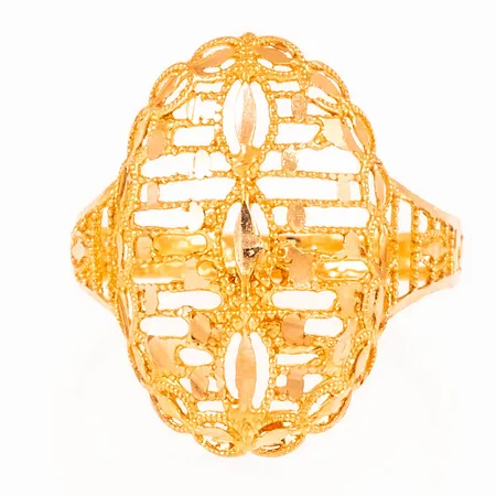 Ring i 21K guld. Den är 2,3 - 21,2 mm bred, är i storlek 18½ och väger 2,0g.