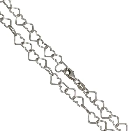 Halsband "Hjärtan", silver 925/1000, längd 41,5 cm, bredd 6 mm, tillverkarstämpel VJ, sannolikt Victor Janson Guldvaru Ab Lindesberg Vikt: 7,6 g