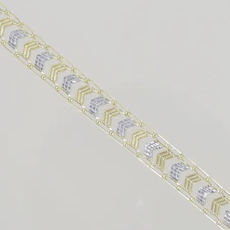 Armband 2 guldfärger, längd 18 cm, bredd 1 cm, 14K Vikt: 6,1 g