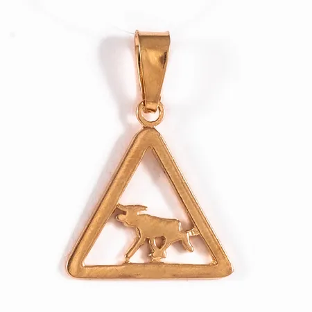 Hänge "varning för älg" i 18K guld. Det är 21 mm långt inkl. ögla och väger 1,0g.