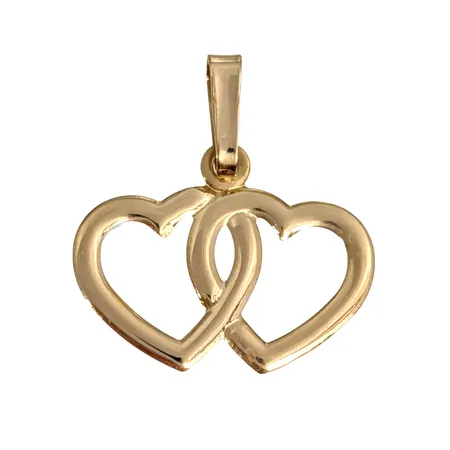 Hänge Hjärtan, 18K guld, Guldfynd (GHA), längd inkl. ögla 17 mm, bredd 15 mm, tjocklek 0,5 mm, fint skick Vikt: 0,4 g