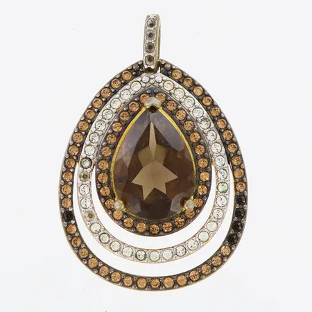 Hänge förgyllt med stenar, 34mm, flera stenar saknas, 925/1000 Vikt: 6,4 g