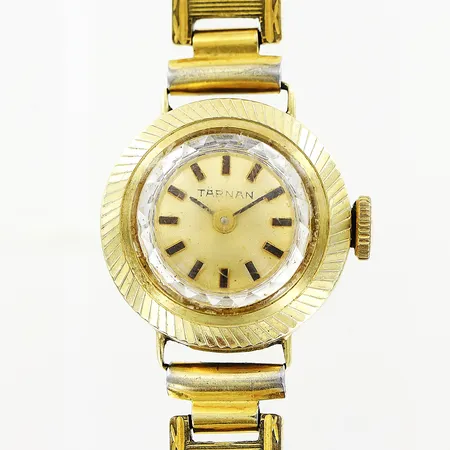 Damur Tärnan 14K, Ø17mm, manuell, fungerar ej, länk i gulmetall 17cm, inga tillbehör 