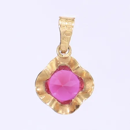 Hänge med rosa sten 19x11mm, 18K Bruttovikt: 0,8g Vikt: 0,8 g