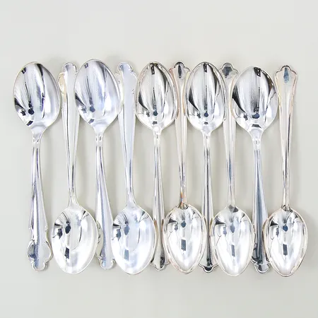 Kaffeskedar 10st, Chippendale, längd: ca 12cm, GAB, silver 830/1000 Vikt: 143 g
