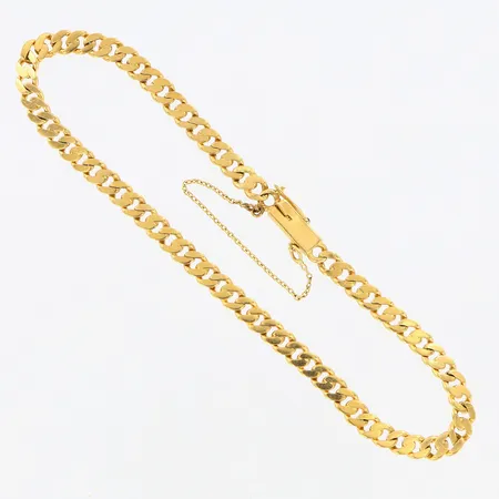 Armband Pansar, ca 18,5cm, bredd ca 4mm, med säkerhetskedja, 18K  Vikt: 6,1 g