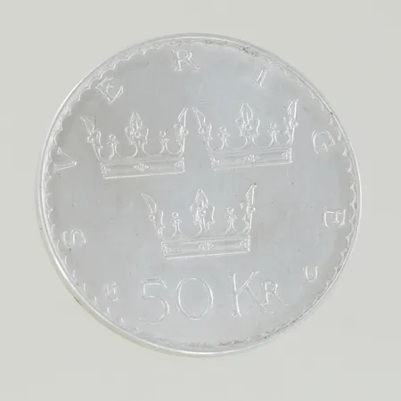 Silvermynt 50kr Makt från folket 1975, 925/1000  Vikt: 26,9 g
