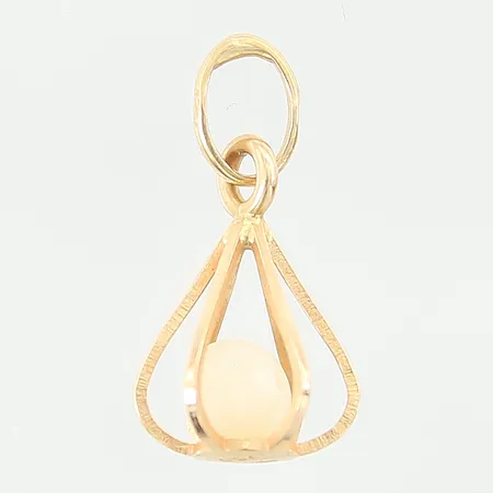 Hänge med odlad pärla, längd: 15mm, bredd: 4-10,2mm, 18K  Vikt: 0,9 g