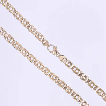 Halskedja 45cm bredd 8mm bruksslitage förgyllt silver 925/1000 Vikt: 31,1 g