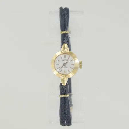 Damur Surex 17 rubis incabloc manuell, diam 17,7 mm, 18K, bv 10,3 gr, fungerar vid enklare test.