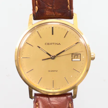 Herrur Certina  quartz, Ø33,5mm, gravyr, behov av batteribyte, 18k Vikt: 0 g