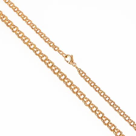 Colliér Bismarck i 18K guld. Det är 46,5 cm långt, 4 - 5,5 mm brett och väger 15,2g. Karbinhake. 