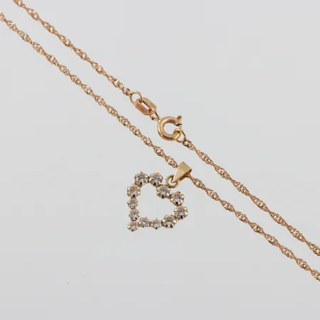 Collier med hänge 18k,vita stenar,längd ca 38 cm. Vikt: 2,3 g