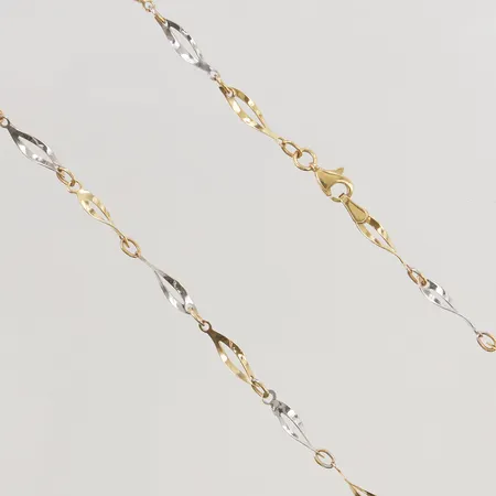 Collier 44cm, bredd:3mm, guld/vitguld, GHA, 18K 6,1g.