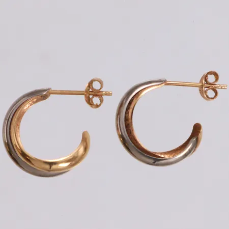 Ett par örhängen tvåfärgade, Ø14,8mm, bredd 5,3mm, 18K  Vikt: 1,3 g
