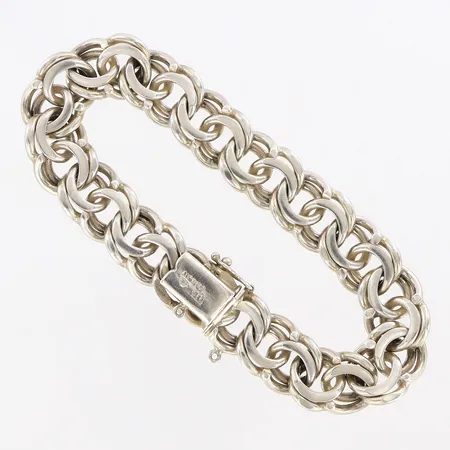 Armband Bismarck, ca 20cm, bredd ca 13mm, med öglor för säkerhetskedja, 830/1000 Silver Vikt: 50,3 g