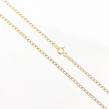 Kedja Pansar, 5cm, bredd 2mm, ihålig länk, 2 skeva länkbitar, 18K Vikt: 2,5 g